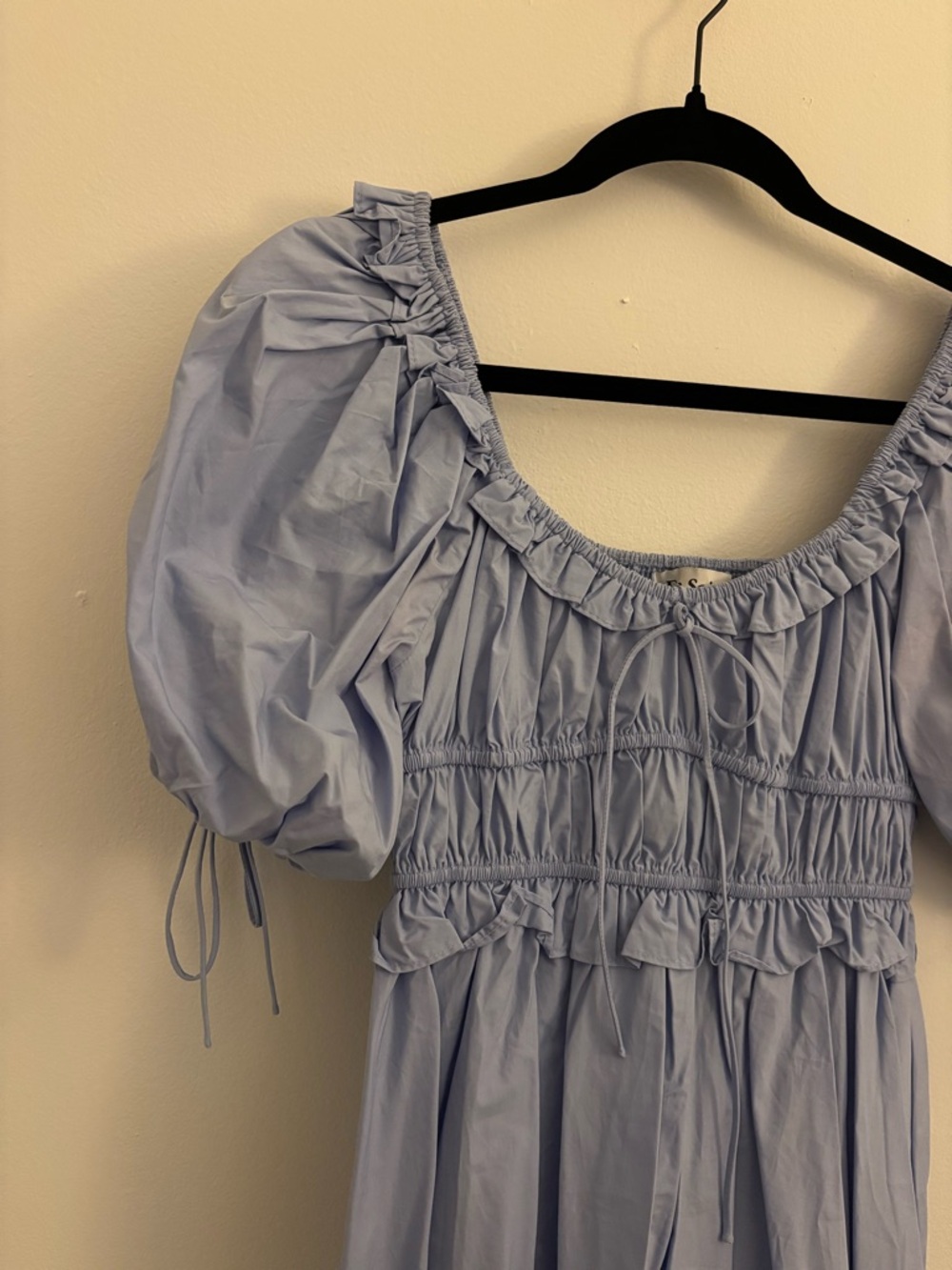 En Saison Light Blue Puff Sleeve Mini Dress - Picture 4 of 5